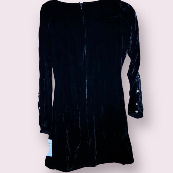 For Love & Lemons Beatrix Velvet Button Sleeve Dress - Picture 4 of 7